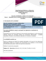 Guía de Actividades y Rúbrica de Evaluación Paso 1 - Revisión de Los Conceptos Básicos en Ecuaciones Diferenciales y Variables.