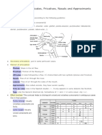 UNIT 3. Plosives, Affricates, Fricatives, Nasals and Approximants