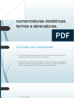 Nomenclaturas Obstétricas, Termos e Abreviaturas