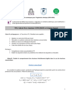 TP4. Calcul D'un Réacteur CSTR (EXCEL Et Aspen Hysys) : Master de Chimie de Paris Centre