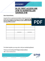 Client Advisory Conversion of First Access WM Savings ATM To Superteller Savings ATM PC400 V1