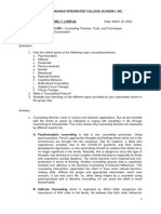 Lontua - Wendel T. EDCO 203 Counseling Theories, Tools, and Techniques Final Exam