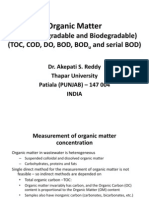 Organic Matter, BOD and BOD Kinetics