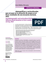 Factores Sociodemográficos y Socioculturales Que Influyen en La Donación de Sangre en El Perú