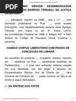 Modelo de Habeas Corpus Com Pedido de Liminar