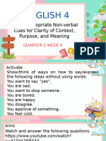 English 4: Using Appropriate Non-Verbal Cues For Clarity of Context, Purpose, and Meaning