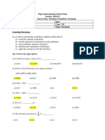 Answer Key - RW - VII - Math - Decimals - 2024-25