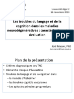 Les Troubles Du Langage Et de La Cognition Dans Les Maladies Ne