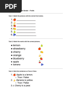 English Test For 1st Grade - Fruits