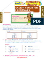 Multiplicación y División de Decimales para Quinto Grado de Primaria