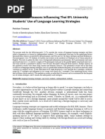 Factors and Reasons Influencing Thai EFL Universit