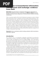 Challenges in Humanitarian Information Management and Exchange: Evidence From Haiti