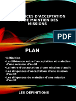 Diligences D'acceptation Et de Maintien Des Missions