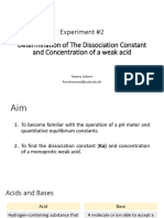 Experiment #2 Determination of The Dissociation Constant and Concentration of A Weak Acid