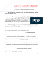 Le Juge Et Le Divorce en Droit Burkinabe Toe