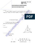 Epreuve 1er Devoir Du 1er Semestre Mathematiques 1ere C Novembre 2024 2024-2025 Ceg