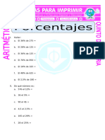 Ejercicios de Porcentajes para Quinto de Primaria