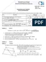 Devoir MATHS 3eme Bassin Thiadiaye 2023