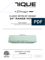 Product Manual English-Unique 24' Classic Retro Summer Mint Green Range Hood