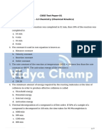 Cbse Test Paper-01 Class - 12 Chemistry (Chemical Kinetics)