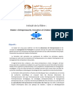 Intitulé de La Filière:: Master Entrepreneuriat, Innovation Et Création Des Start Up