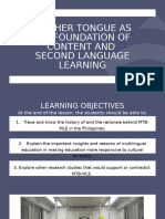 E As Foundation of Content and Second Language Learning