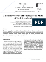 Thermal Properties of Green Sand Mould Made