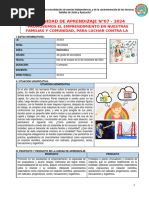 Unidad de Aprendizaje N°07 - 2024: "Promovemos El Emprendimiento en Nuestras Familias Y Comunidad, para Luchar Contra La