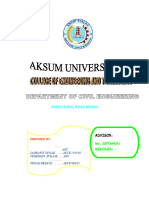 Axum University, Rular Pavement Road Design