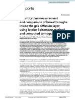 Quantitative Measurement and Comparison of Breakthroughs Inside The Gas Diffusion Layer Using Lattice Boltzmann Method and Computed Tomography Scan