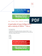 A Lead Bullet of Mass 0.05kg Is Fired With A Velocity of 200ms - ( (-1) - ) Into A... - Myschool