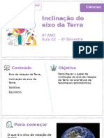 Inclinação Do Eixo Da Terra: 8º ANO Aula 02 - 4º Bimestre