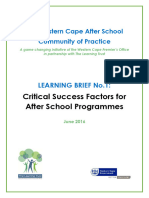 Critical Success Factors For After School Programmes - Learning Brief 1 - 2016