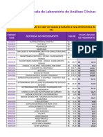 Tabela Laboratorial de Exames de Análises Clínicas ELOLIFE