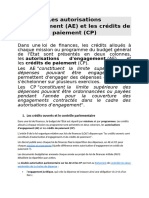 Les Autorisations D'engagement (AE) Et Les Crédits de Paiement (CP)