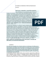 Questionário de Teoria Da Literaturaratura e Praticas Pedagogicas