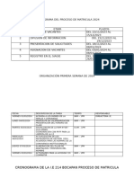 Cronograma Del Proceso de Matricula 2024