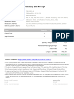 Zomato Food Order: Summary and Receipt: Item Quantity Unit Price Total Price