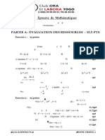 Sujet Mathématiques - Lycée de Mofole - Bac Blanc N°1 - Tle A4 - 2022 - 2023 Cameroun