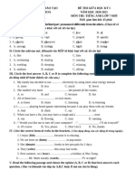 Thời gian làm bài: 45 phút (Chọn từ có phần gạch chân được phát âm khác với các từ còn lại.)