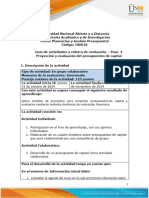 Guía de Actividades y Rúbrica de Evaluación - Unidad 3 - Paso 4 - Proyección y Evaluación Del Presupuesto de Capital