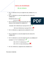 Critérios de Divisibilidade e Capia de Ingles