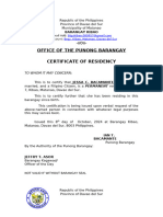 Certificate of Residency