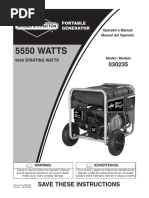 Briggs&Stratton 5550 Watts 8550 Starting Watts Generator