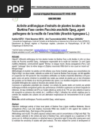 Activite Antifongique D'extraits de Plantes Locales Du Burkina Faso Contre Speg.,agent Pathogene de La Rouille de L'arachide (L.)