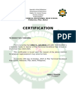 Certification OF ENROLMENT