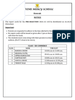 XII COMMERCE Pre-Selection Report Card Timing Notice 2024-25