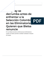 Uruguay Se Derrumba Antes de Enfrentar A La Selección Colombia en Las Eliminatorias - Quieren Que Bielsa Renuncie - Red+ Noticias Deportes