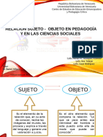 Relacion Sujeto Objeto Pedagogia y Ciencias Sociales