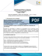 Guía de Actividades y Rúbrica de Evaluación - Unidad 2 - Tarea 2 - Trabajo Energía Potencia y Primera Ley